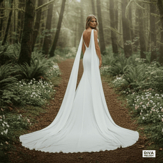 Detachable Wing Sheath Bridal Gown - Diva Melody