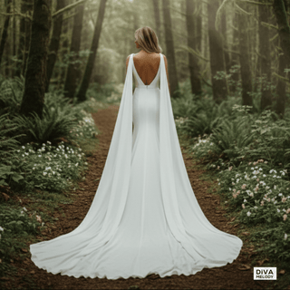 Detachable Wing Sheath Bridal Gown - Diva Melody
