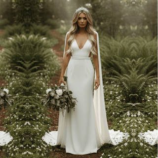 Detachable Wing Sheath Bridal Gown - Diva Melody