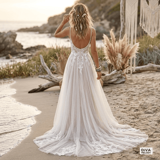 Dotted Tulle Appliques Bridal Gown - Diva Melody