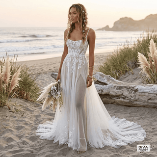 Dotted Tulle Appliques Bridal Gown - Diva Melody