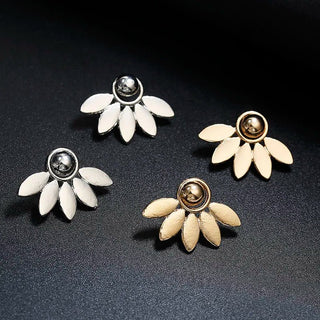 Double - Sided Flower Metal Stud Earrings - Diva Melody