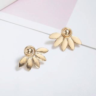 Double - Sided Flower Metal Stud Earrings - Diva Melody