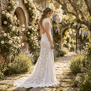 Dreamy Boho V-Neck Lace Wedding Dress - Diva Melody