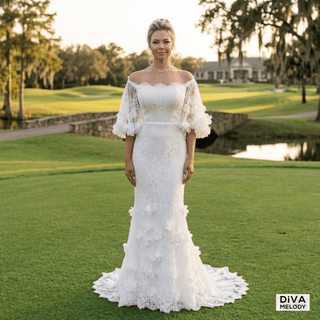 Dreamy Floral Mermaid Wedding Dress - Diva Melody