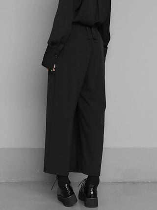 Elastic Waist Black Brief Pleated Long Trousers - Diva Melody