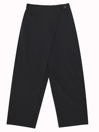 Elastic Waist Black Pleated Long Trouser - Diva Melody