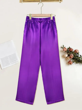 Elastic Waist Office Work Pencil Shiny Trousers - Diva Melody