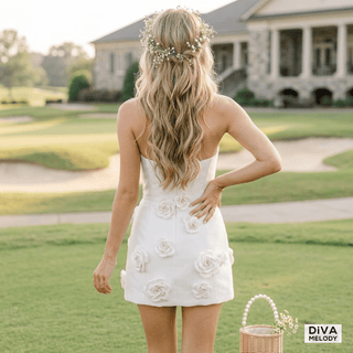 Elegant 3D Flowers Short Wedding Dress - Diva Melody