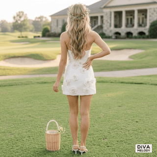 Elegant 3D Flowers Short Wedding Dress - Diva Melody