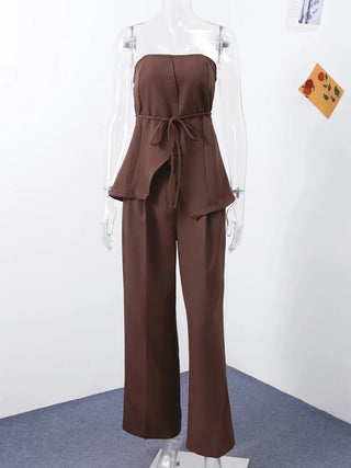 Elegant Backless Top & Wide Leg Pants Set - Diva Melody