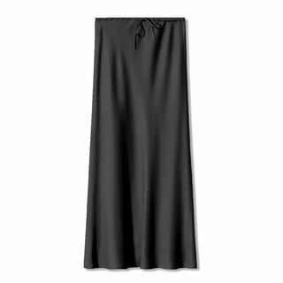 Elegant Black Satin A - Line Skirt - Diva Melody