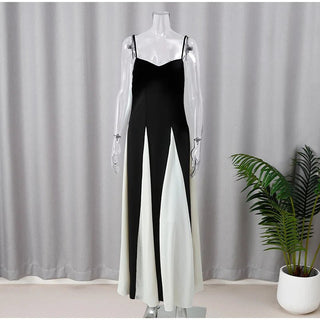 Elegant Black White Contrasting Fashion Dress - Diva Melody