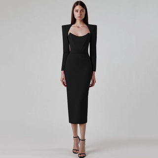 Elegant Bodycon Midi Dress - Diva Melody