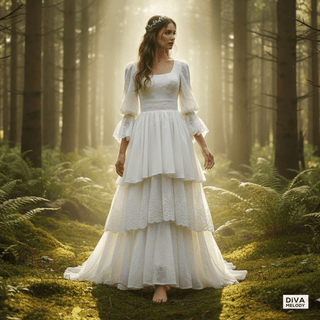 Elegant Boho Lace Wedding Dress - Diva Melody