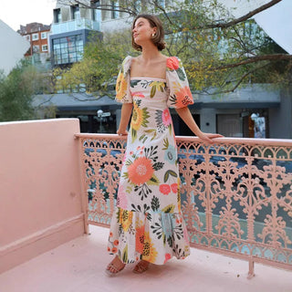 Elegant Boho Lantern Sleeve Dress - Diva Melody