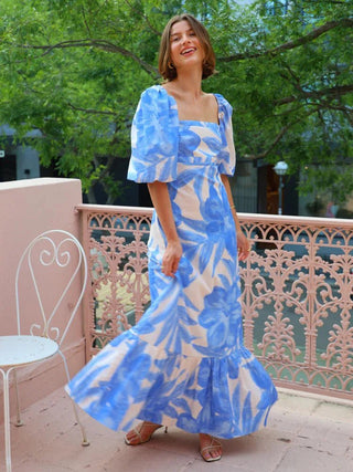 Elegant Boho Lantern Sleeve Dress - Diva Melody