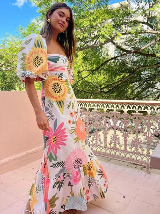 Elegant Boho Lantern Sleeve Dress - Diva Melody