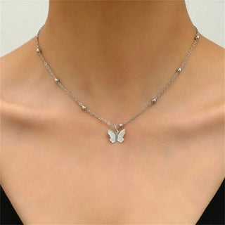 Elegant Butterfly Back Drop Tassel Necklace - Diva Melody
