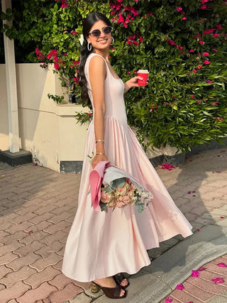 Elegant & Casual Pleated A - Line Dress - Diva Melody