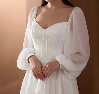 Elegant Chiffon Long Sleeves Bridal Gown - Diva Melody