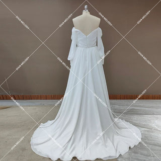 Elegant Chiffon Long Sleeves Bridal Gown - Diva Melody