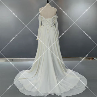 Elegant Chiffon Long Sleeves Bridal Gown - Diva Melody