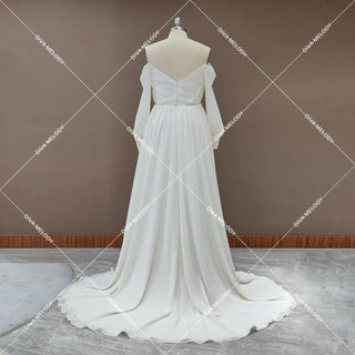 Elegant Chiffon Long Sleeves Bridal Gown - Diva Melody