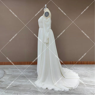 Elegant Chiffon Long Sleeves Bridal Gown - Diva Melody