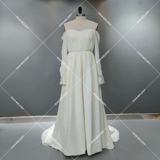 Elegant Chiffon Long Sleeves Bridal Gown - Diva Melody