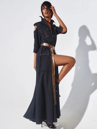 Elegant Cold - Shoulder Long Dress - Diva Melody