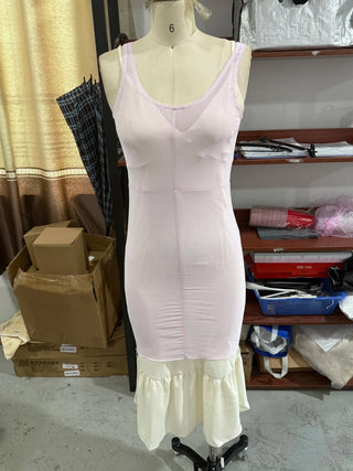 Elegant Contrast Trim Sheer Overlay Midi Dress - Diva Melody