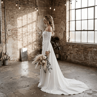 Elegant Crepe Mermaid Wedding Dress - Diva Melody