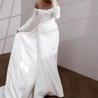 Elegant Crepe Mermaid Wedding Dress - Diva Melody