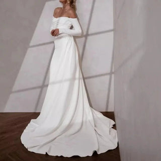 Elegant Crepe Mermaid Wedding Dress - Diva Melody