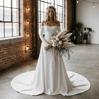 Elegant Crepe Mermaid Wedding Dress - Diva Melody