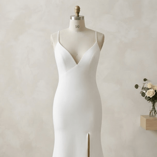 Elegant Crepe Modern Bridal Gown - Diva Melody
