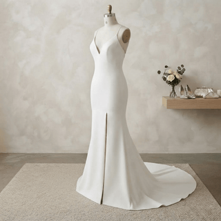 Elegant Crepe Modern Bridal Gown - Diva Melody