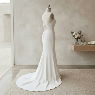 Elegant Crepe Modern Bridal Gown - Diva Melody