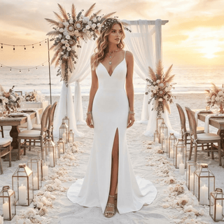 Elegant Crepe Modern Bridal Gown - Diva Melody