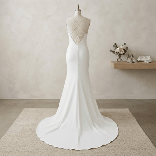 Elegant Crepe Modern Bridal Gown - Diva Melody