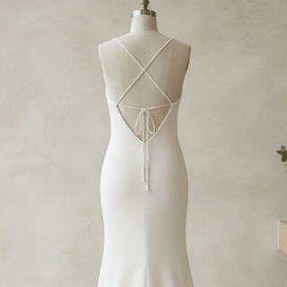 Elegant Crepe Modern Bridal Gown - Diva Melody
