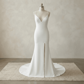 Elegant Crepe Modern Bridal Gown - Diva Melody