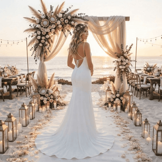 Elegant Crepe Modern Bridal Gown - Diva Melody