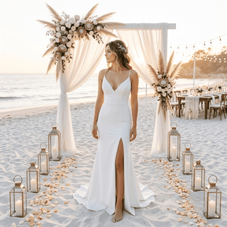 Elegant Crepe Modern Bridal Gown - Diva Melody