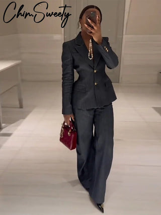 Elegant Denim Pants Sets - Diva Melody