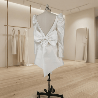 Elegant Detachable Bow Mini Wedding Dress - Diva Melody