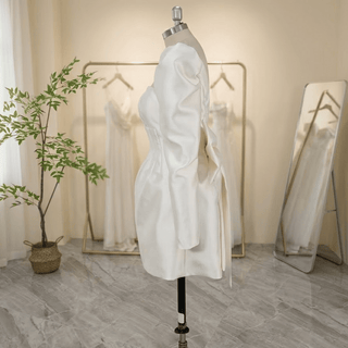 Elegant Detachable Bow Mini Wedding Dress - Diva Melody