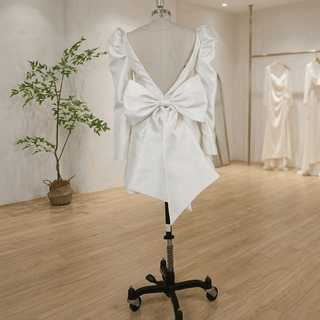 Elegant Detachable Bow Mini Wedding Dress - Diva Melody
