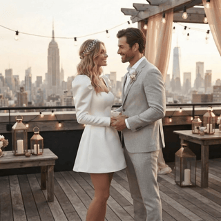 Elegant Detachable Bow Mini Wedding Dress - Diva Melody